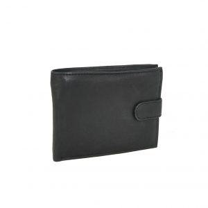 Ginis ανδρικό δερμάτινο πορτοφόλι μαύρο με κούμπωμα ταυτότητας