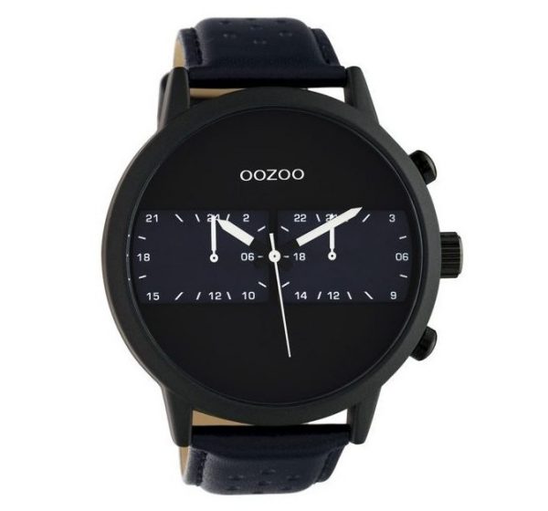 Oozoo Timepieces XXL Blue Leather Strap 50mm