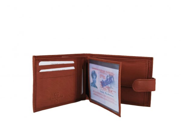 Ginis ανδρικό δερμάτινο πορτοφόλι ταμπά με κούμπωμα ταυτότητας
